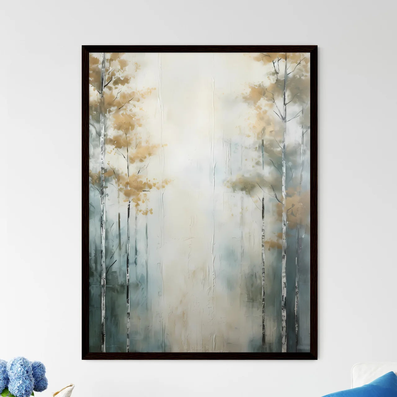 A Poster of painted forest of trees in white - Framed Art Print