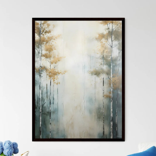 A Poster of painted forest of trees in white - Framed Art Print
