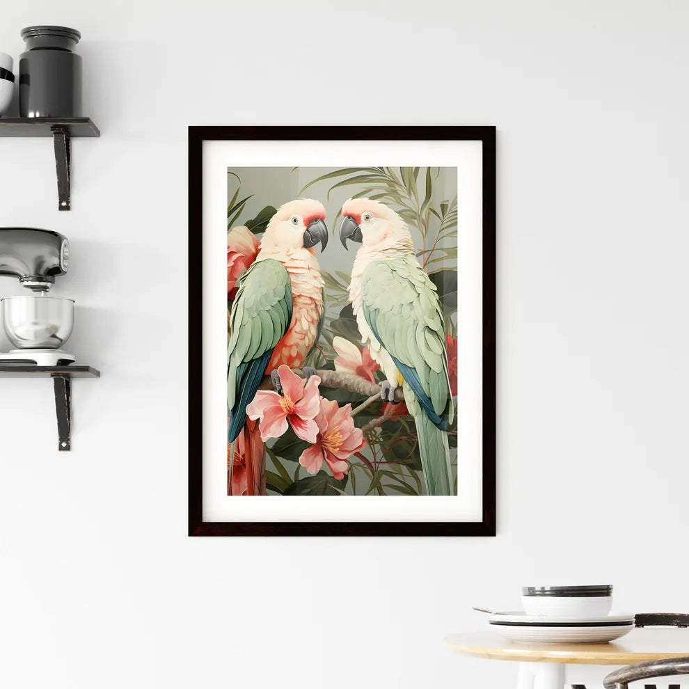 A Poster of green palm leaves  Framed Print