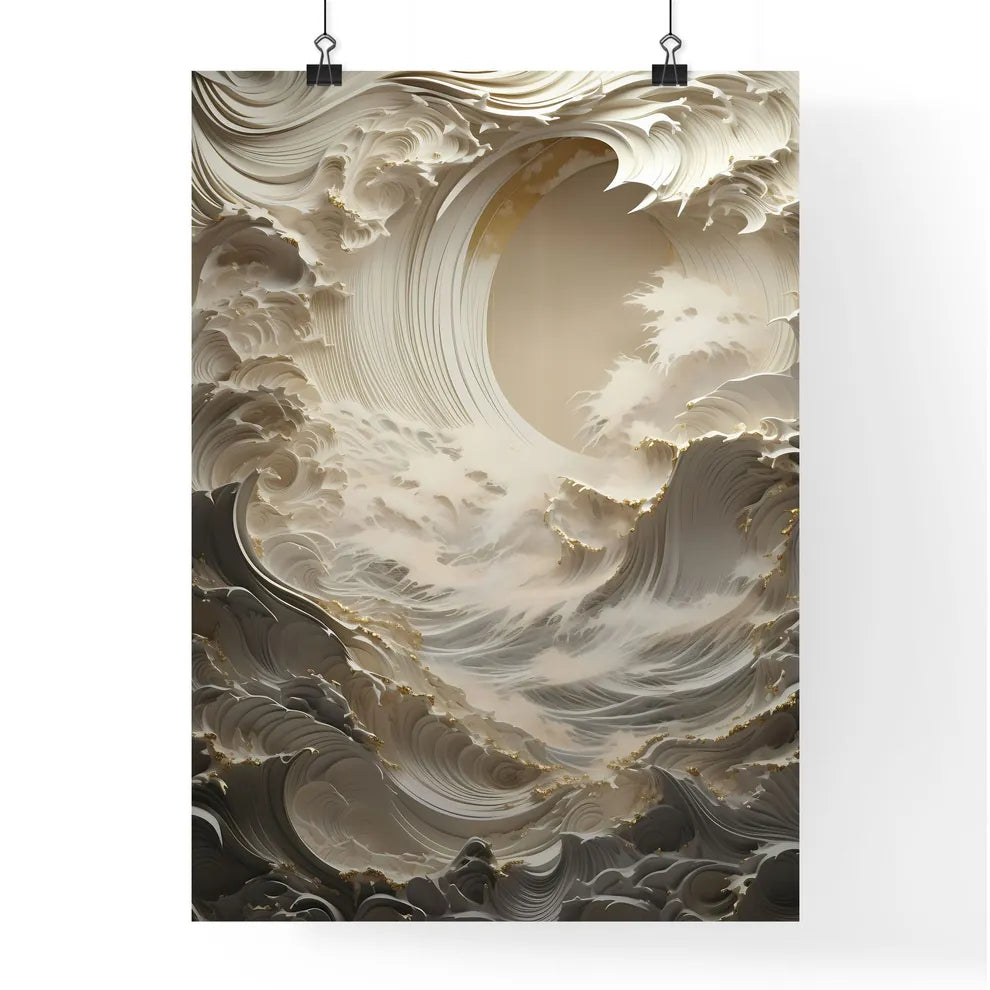 A Poster of gold and silver paper sculpture  Poster