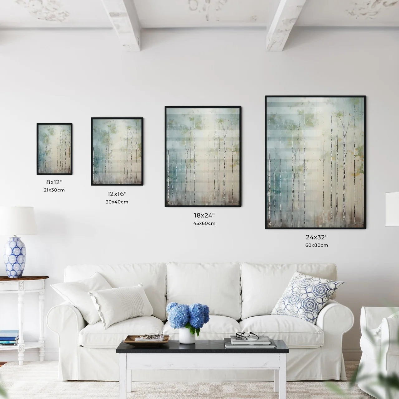 A Poster of painted forest of trees in white - Kitchen Hangings