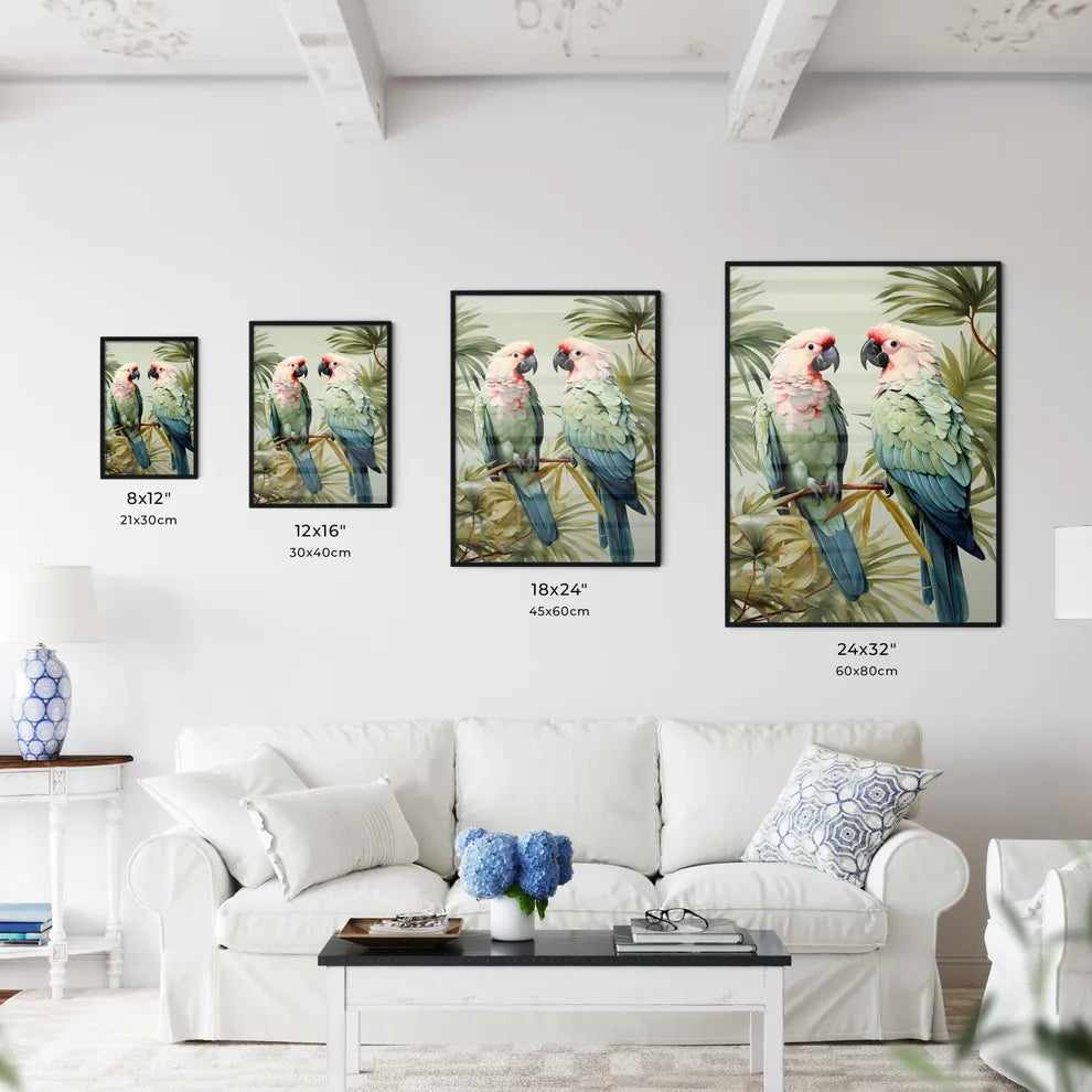 A Poster of green palm leaves  Size Chart