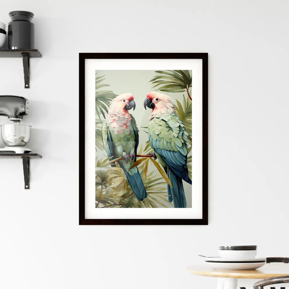 A Poster of green palm leaves  Framed Print