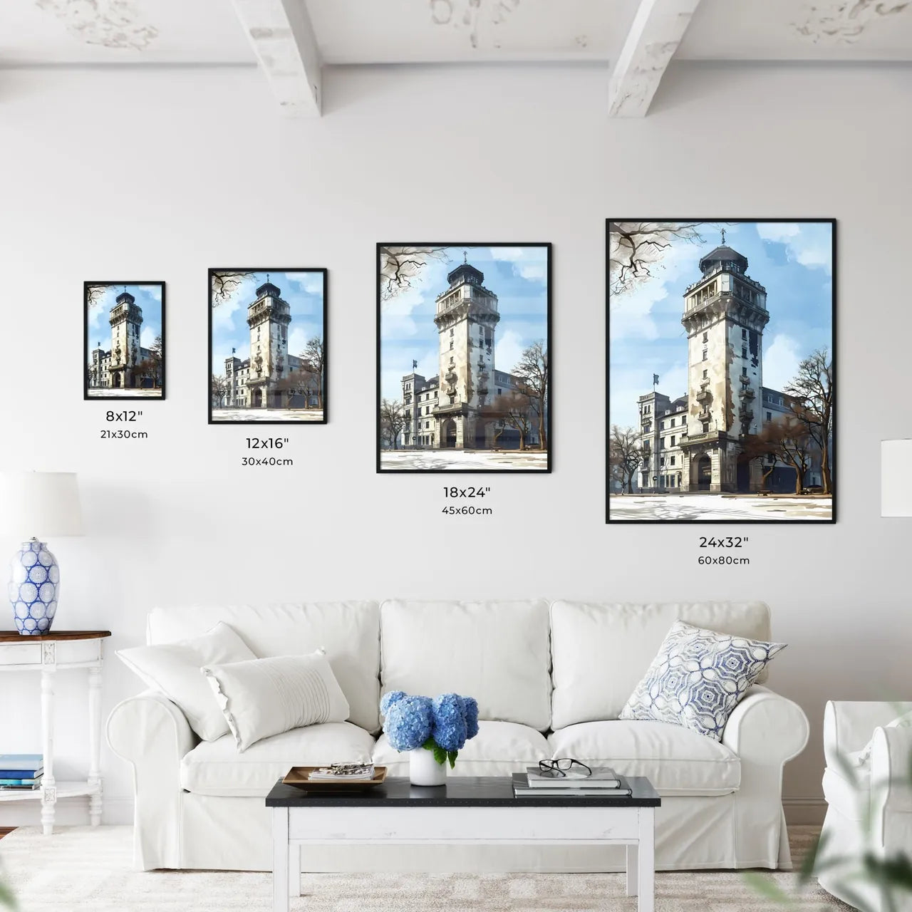 A Poster of Darmstadt Hesse germany Skyline - A Building With A Tower Size Chart