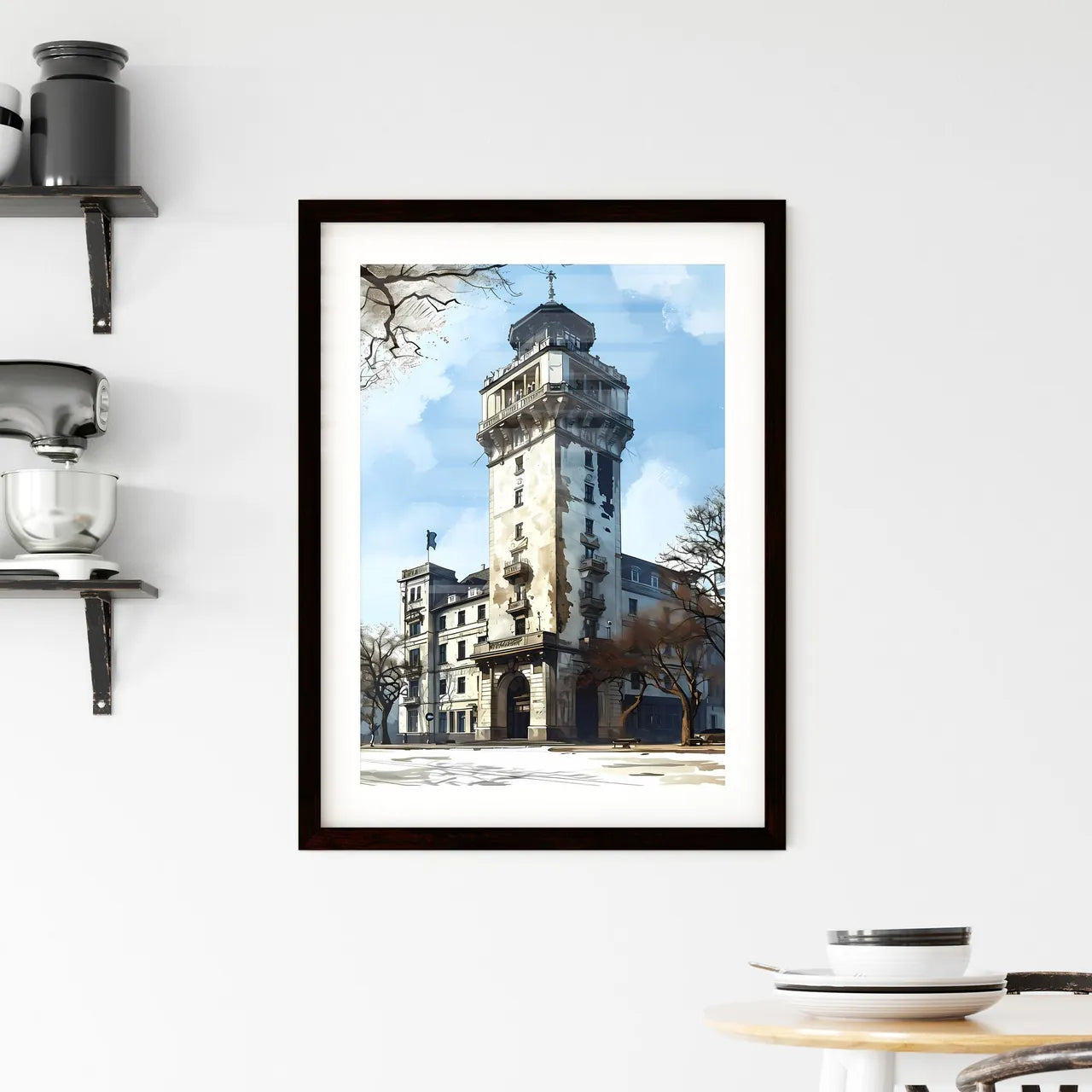 A Poster of Darmstadt Hesse germany Skyline - A Building With A Tower Custom Print
