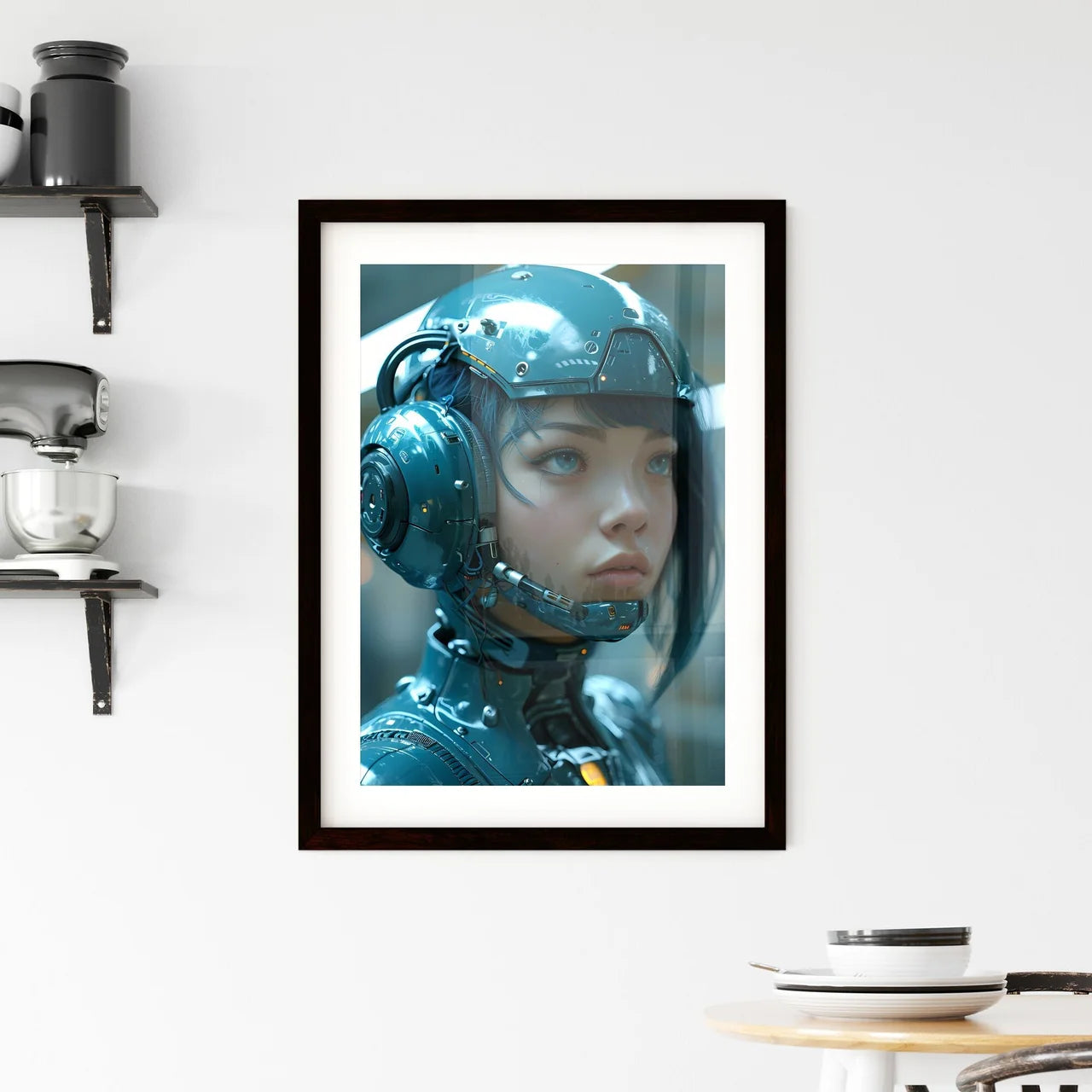 A Poster of a cyber-punk - A Woman Wear Framed Print