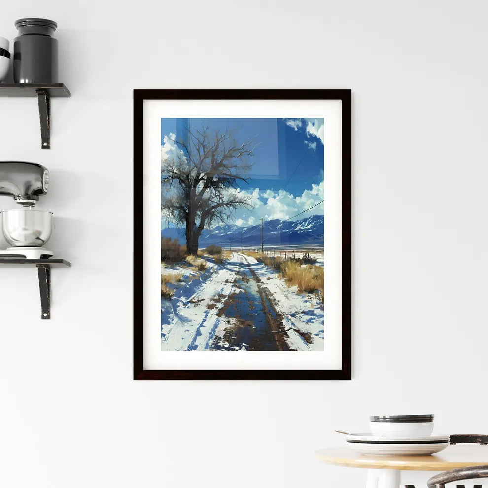 A Poster of winter desert day landscape - A  Framed Print