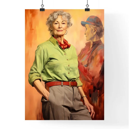 A Poster of Woman in her 70s wearing stylish Poster