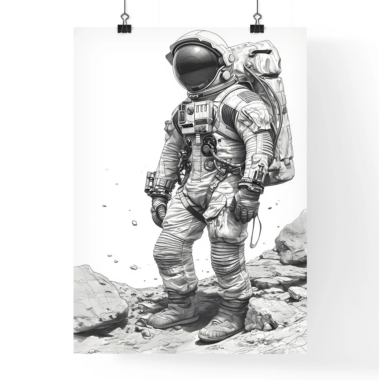 A Poster of Coloring page for kids spacesuits  Poster