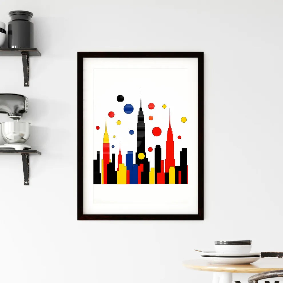 A Poster of minimalist New York City skyline - A Colorful Cityscape With Dots Custom Print