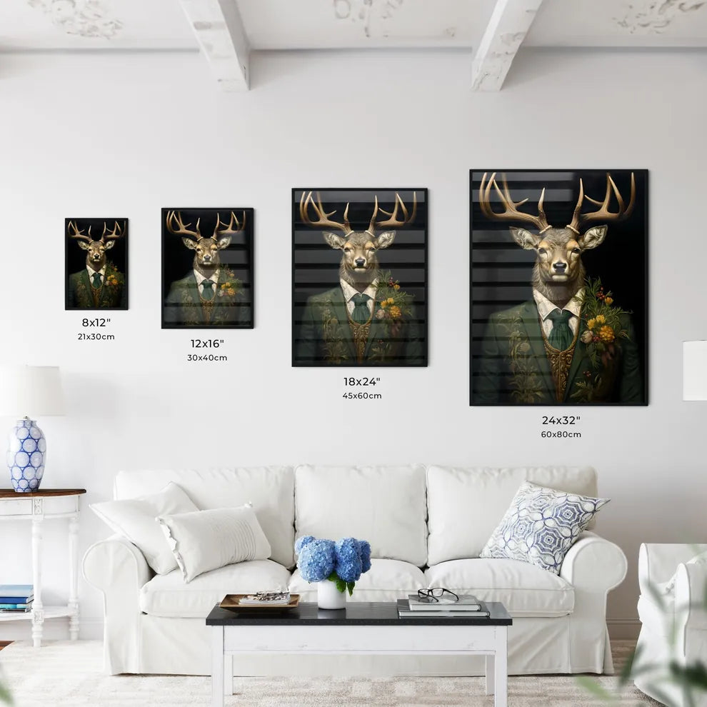 A Poster of tweed tufas art stag painting  Size Chart
