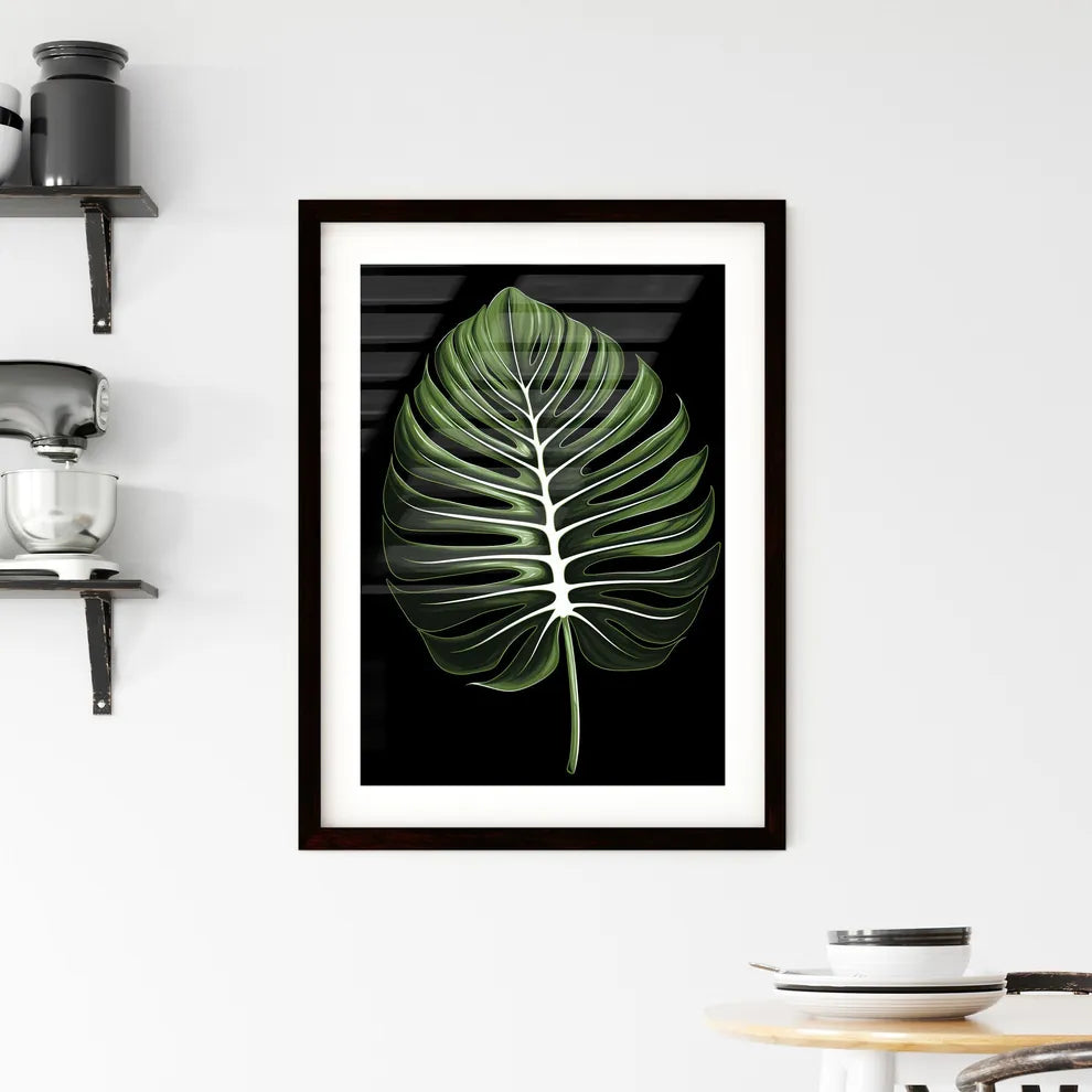 A Poster of monochrome monstera tropical lea Framed Print