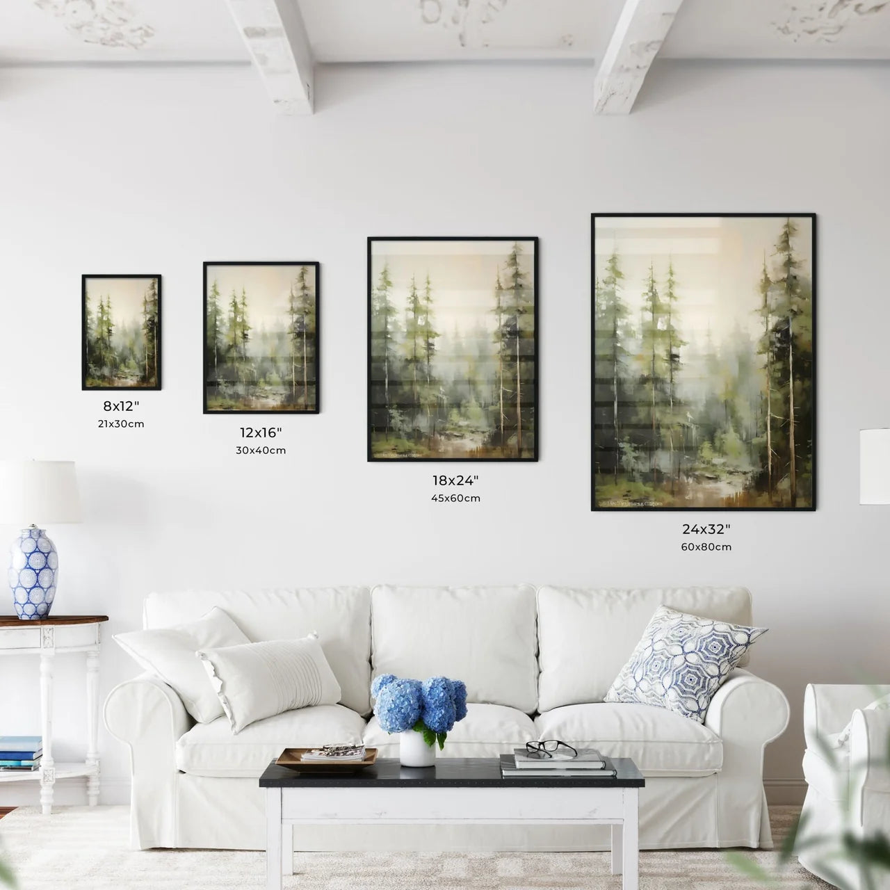 A Poster of a painting of green forest trees - Kitchen Hangings