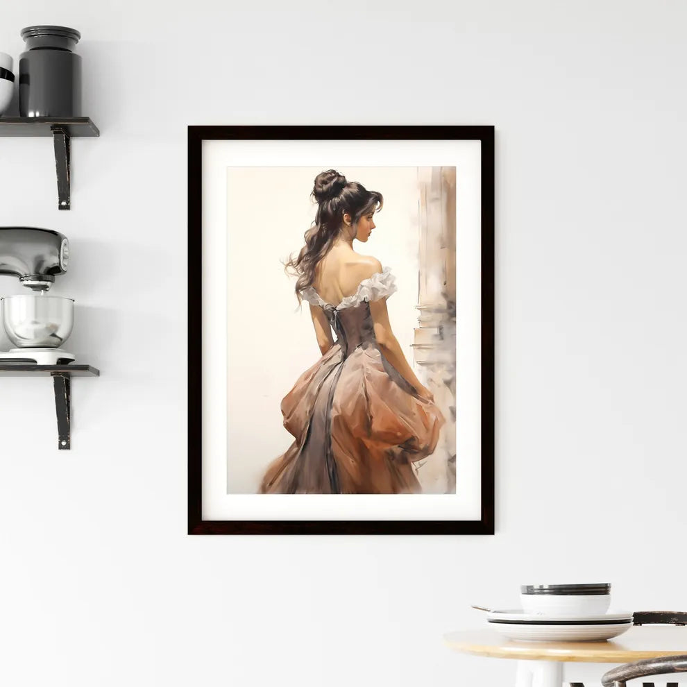 A Poster of rear view of woman with a victor Framed Print