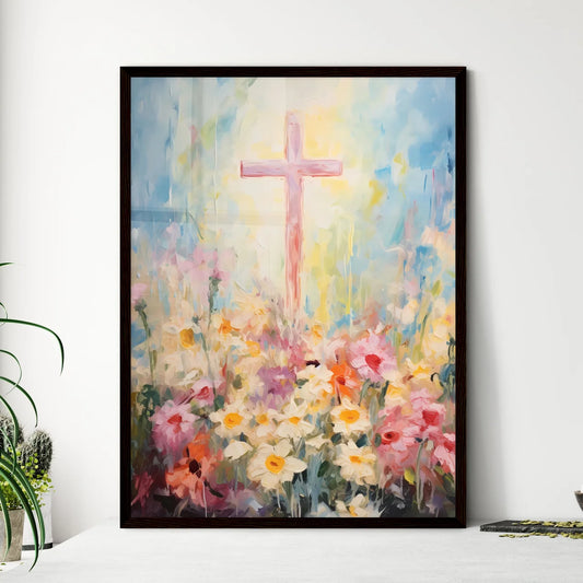A Poster of a painting of a cross - A Painti - Framed Art Print