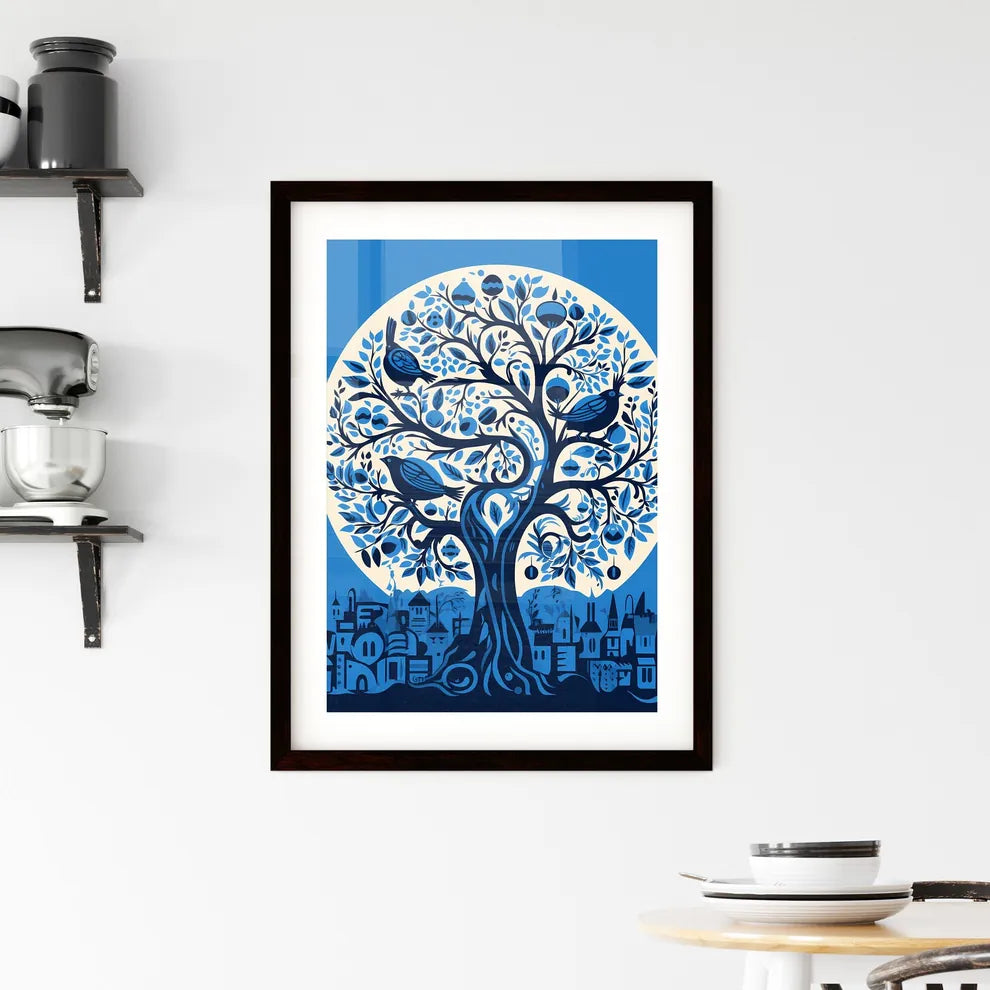 A Poster of electric blue Israel - A Blue Tr Framed Print
