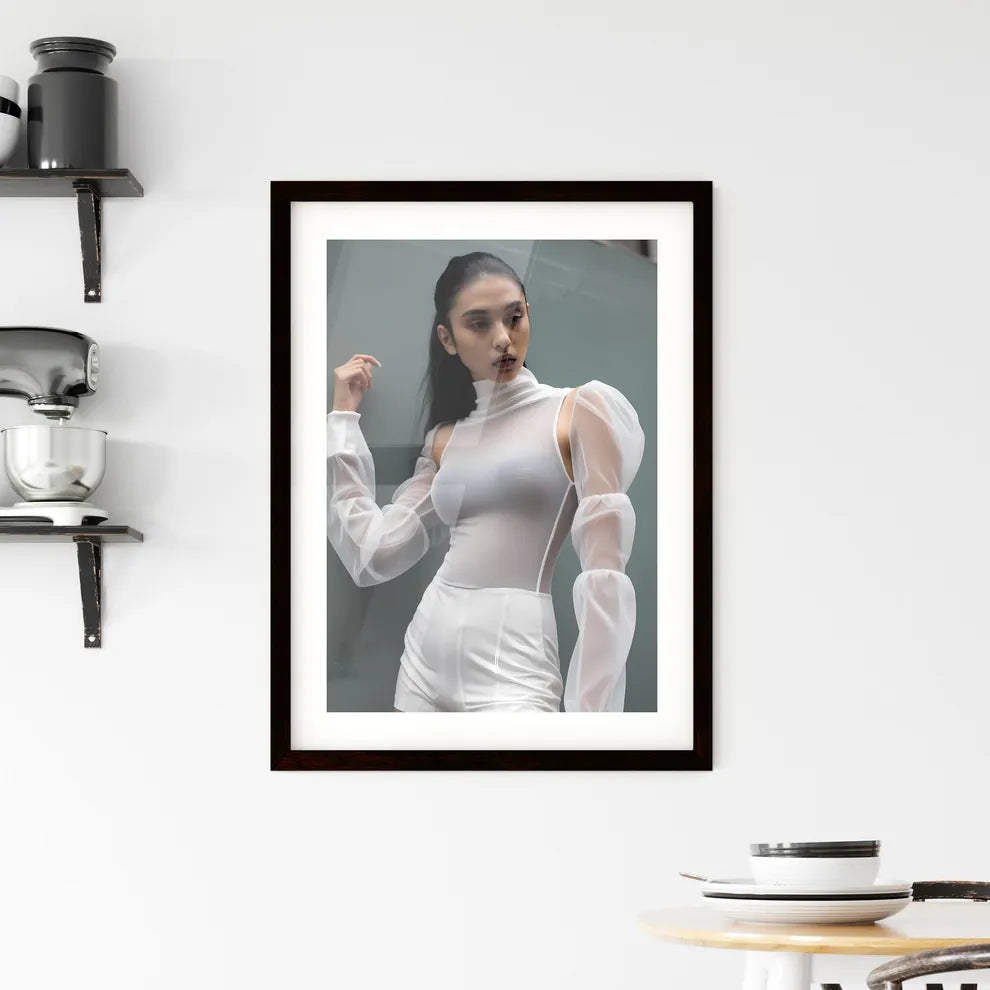 A Poster of all about the shoulder long slee Framed Print