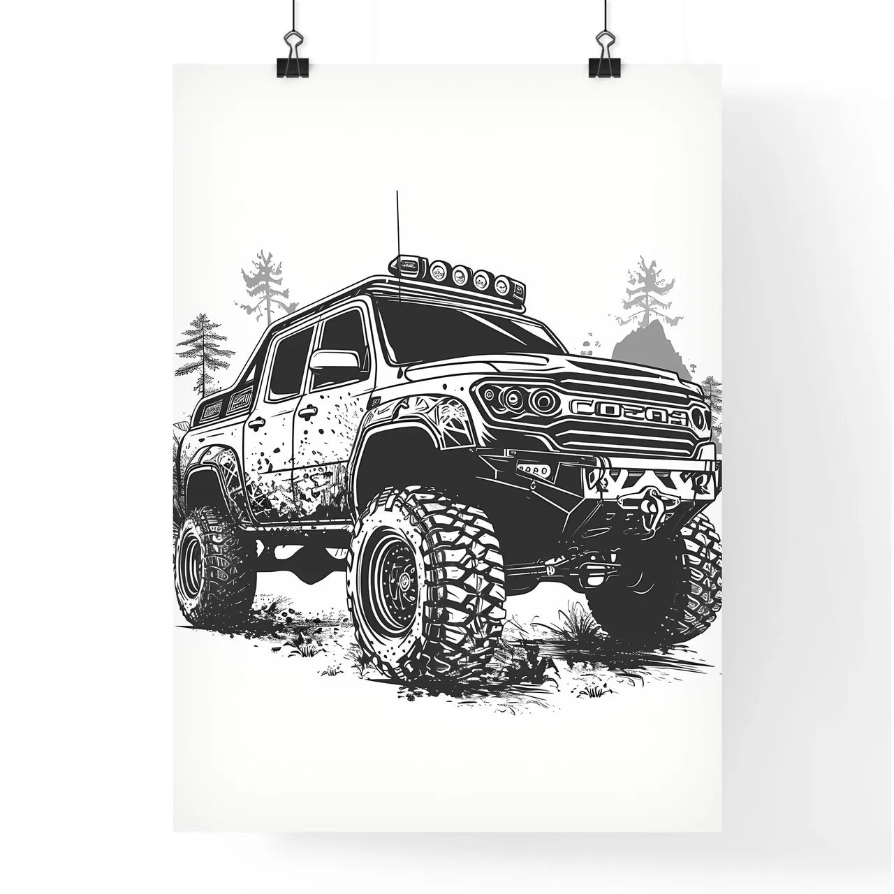 A Poster of super monster truck race colorin Poster