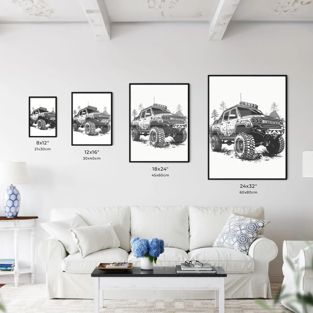 A Poster of super monster truck race colorin - Kitchen Hangings