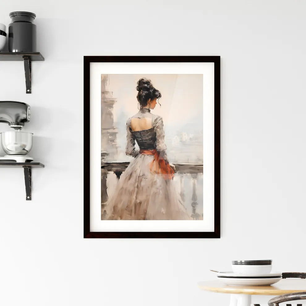 A Poster of rear view of woman with a victor Framed Print