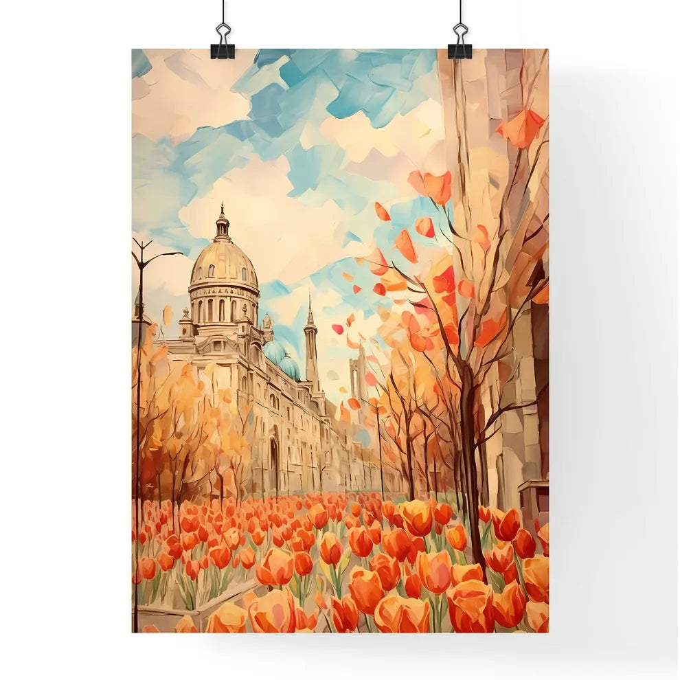 A Poster of cinco de mayo holiday - A Building With A Dome And Flowers Poster