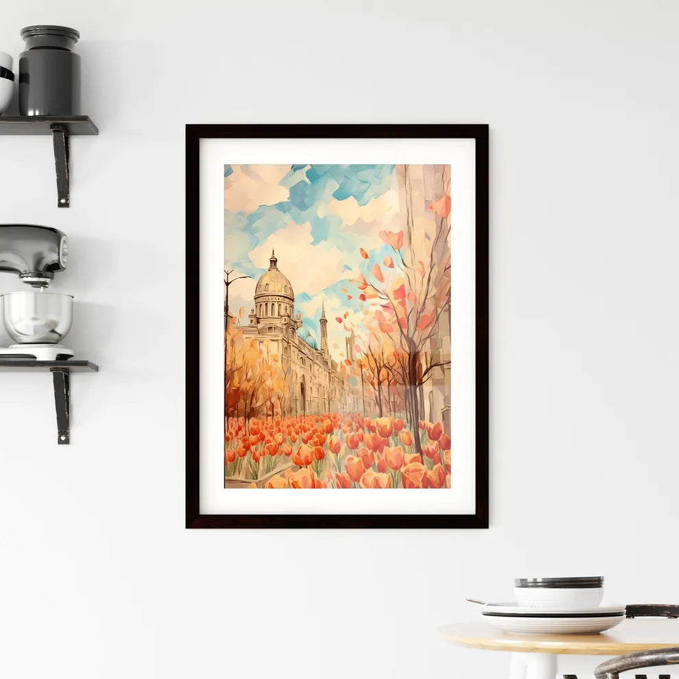 A Poster of cinco de mayo holiday - A Building With A Dome And Flowers Custom Print