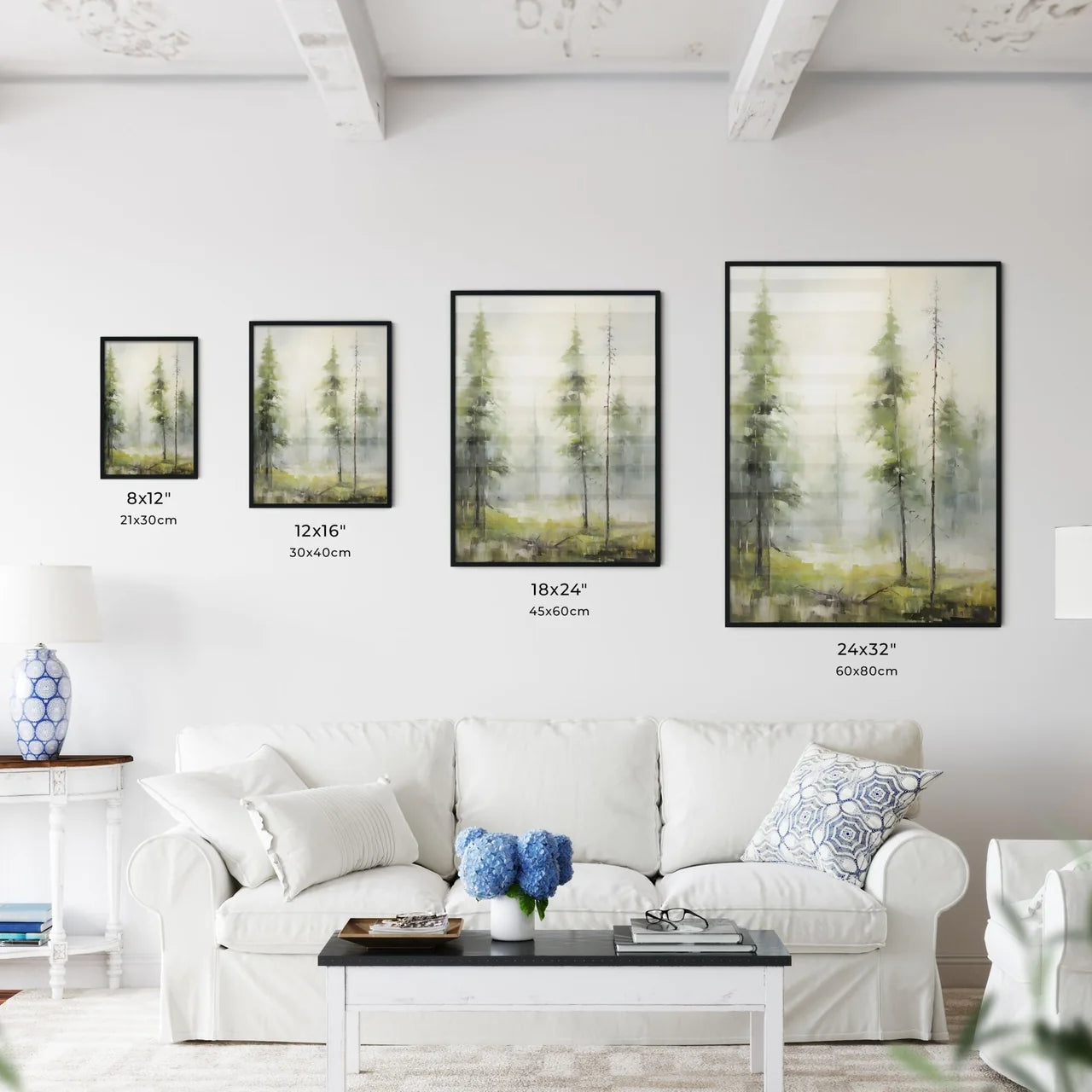 A Poster of a painting of green forest trees - Kitchen Hangings