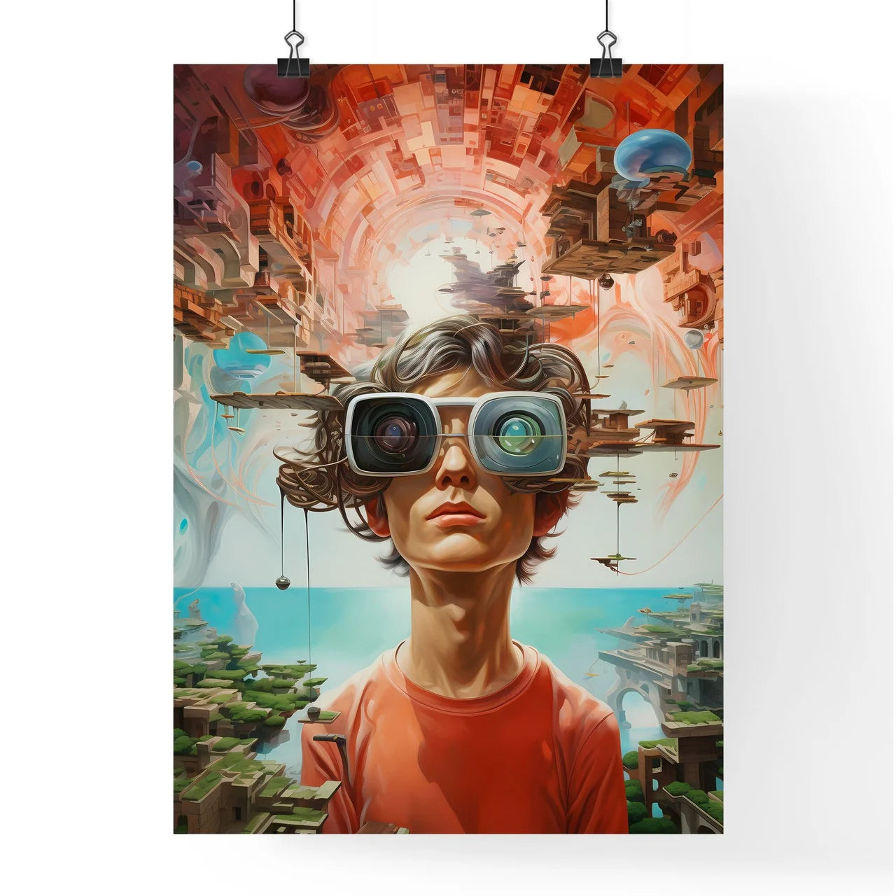 A Poster of An oil painting - A Boy Wearin Poster
