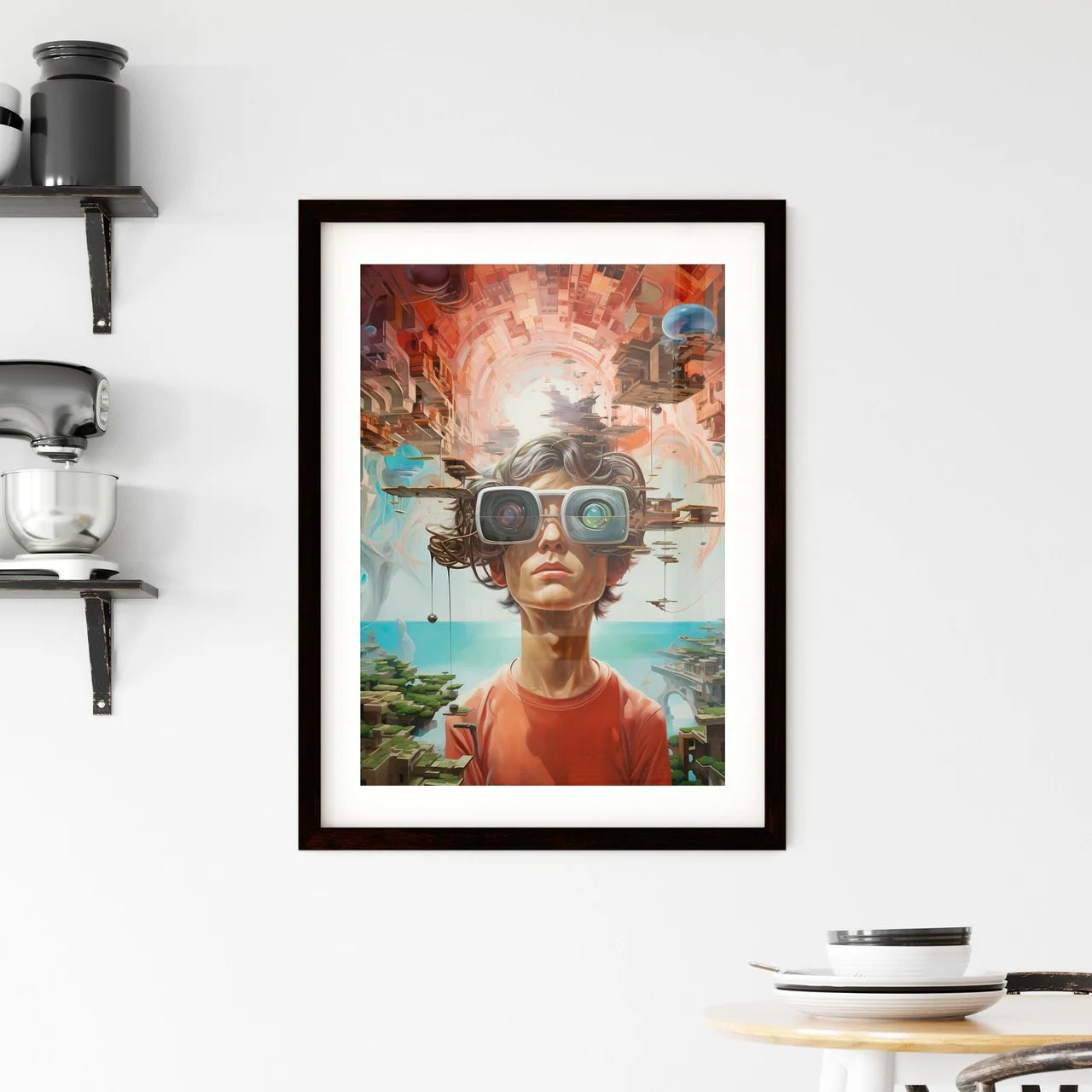 A Poster of An oil painting - A Boy Wearin Framed Print