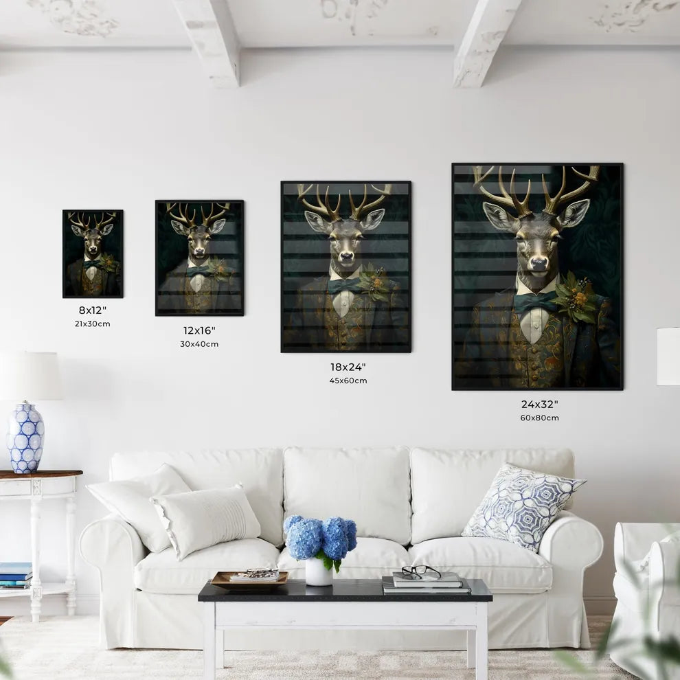 A Poster of tweed tufas art stag painting  Size Chart