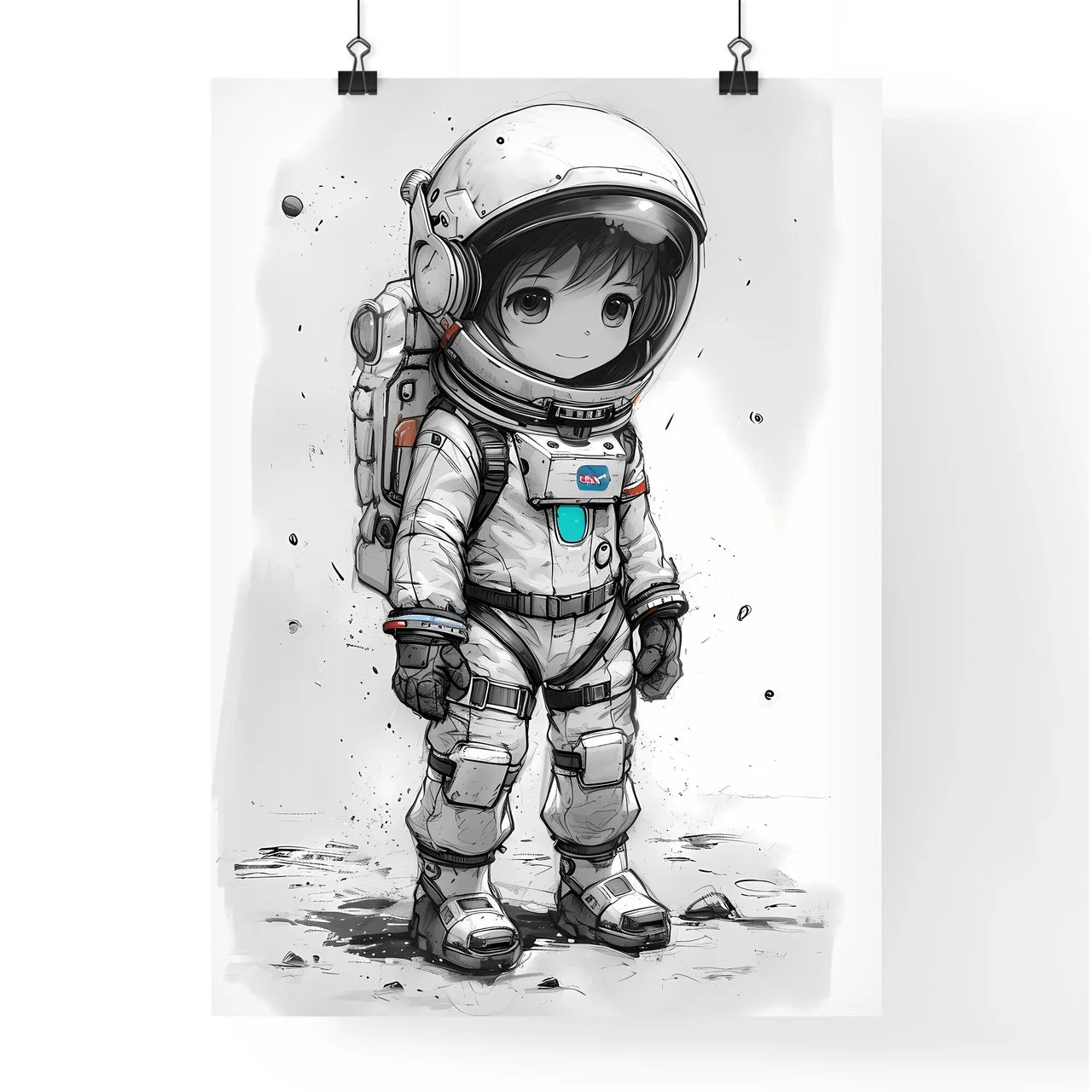 A Poster of Coloring page for kids spacesuit Poster