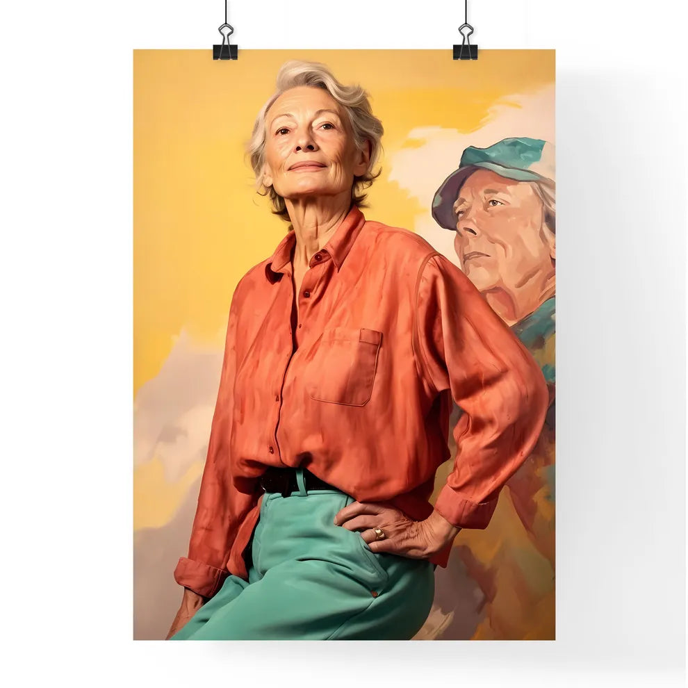 A Poster of Woman in her 70s wearing stylish Poster