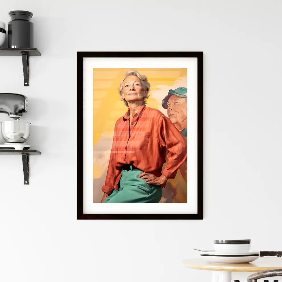 A Poster of Woman in her 70s wearing stylish Framed Print
