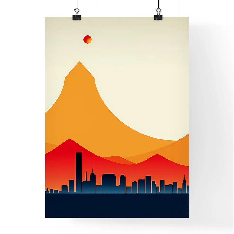 A Poster of minimalist Cape Town skyline - A City In The Mountains Poster