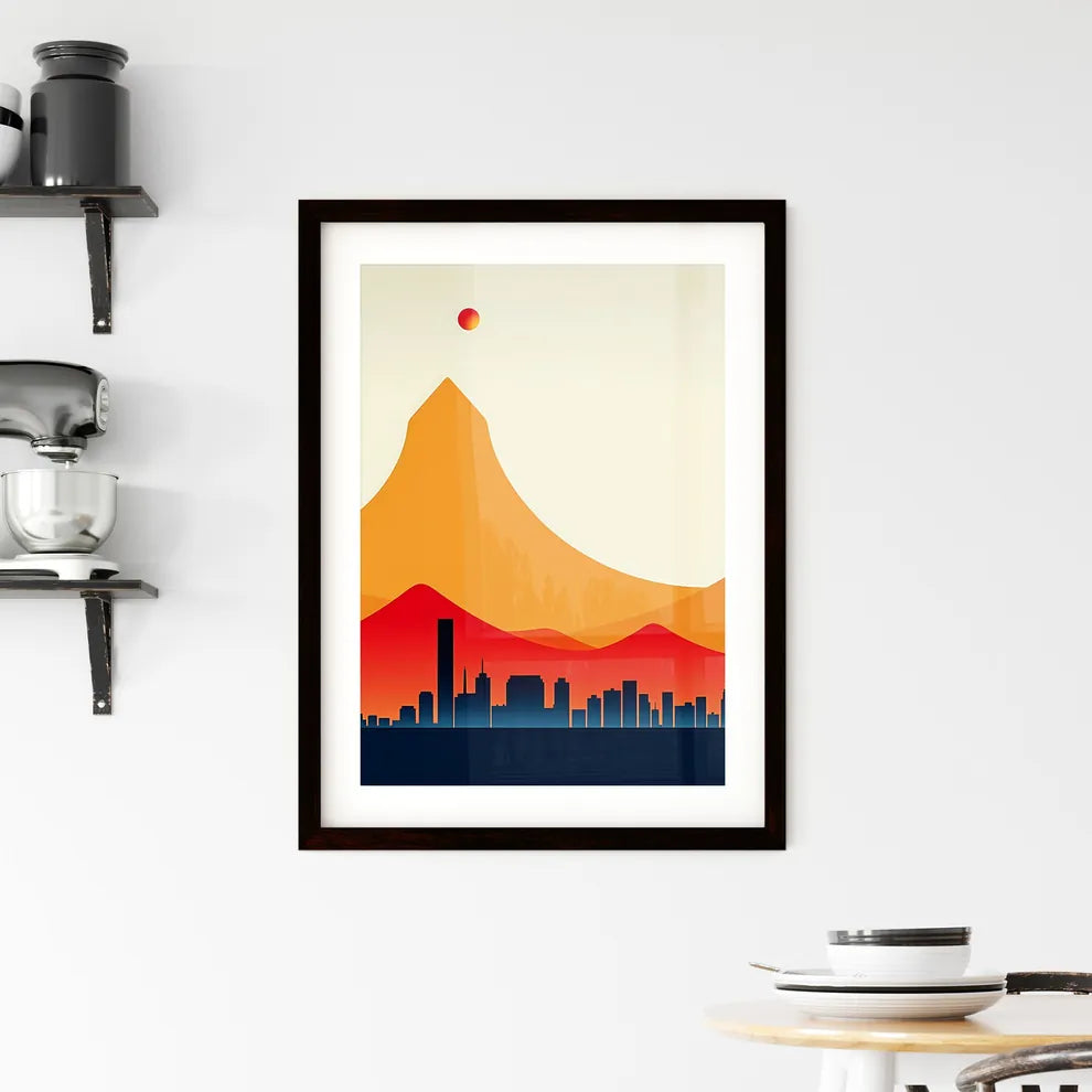 A Poster of minimalist Cape Town skyline - A City In The Mountains Custom Print