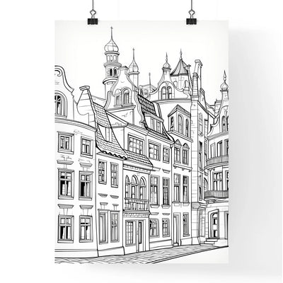 A Poster of berlin houses coloring page - A Drawing Of A Building