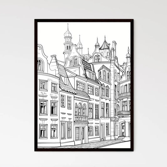 A Poster of berlin houses coloring page - A Drawing Of A Building Framed Art