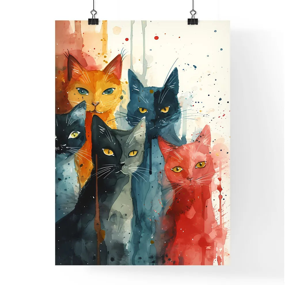 A Poster of cats eclectic squares on a white background  Poster