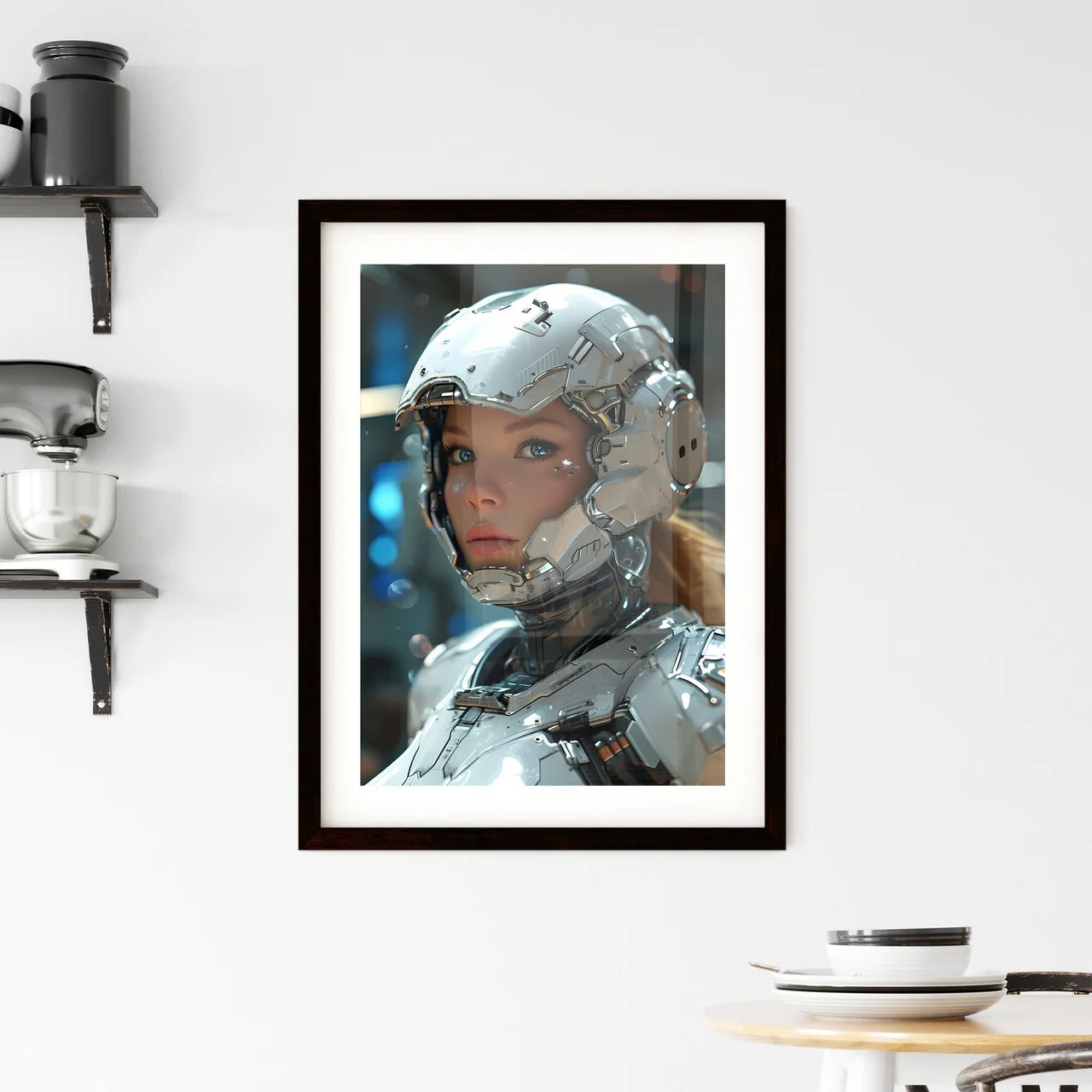 A Poster of a cyber-punk - A Woman Wear Framed Print