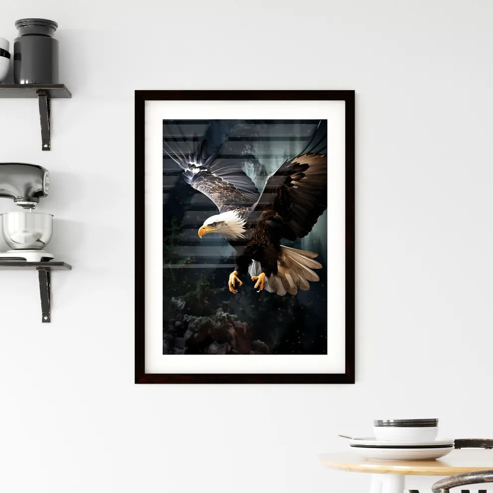 A Poster of An eagle flying upward  Framed Print