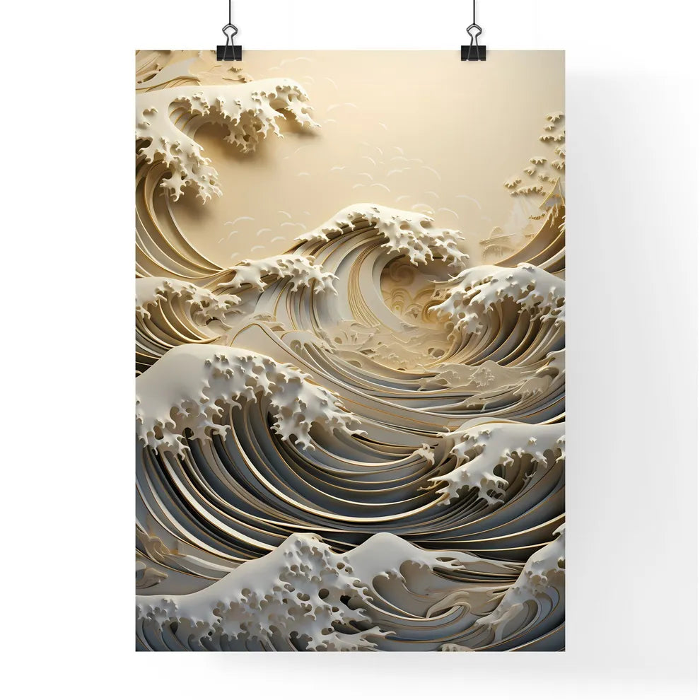 A Poster of gold and silver paper sculpture  Poster