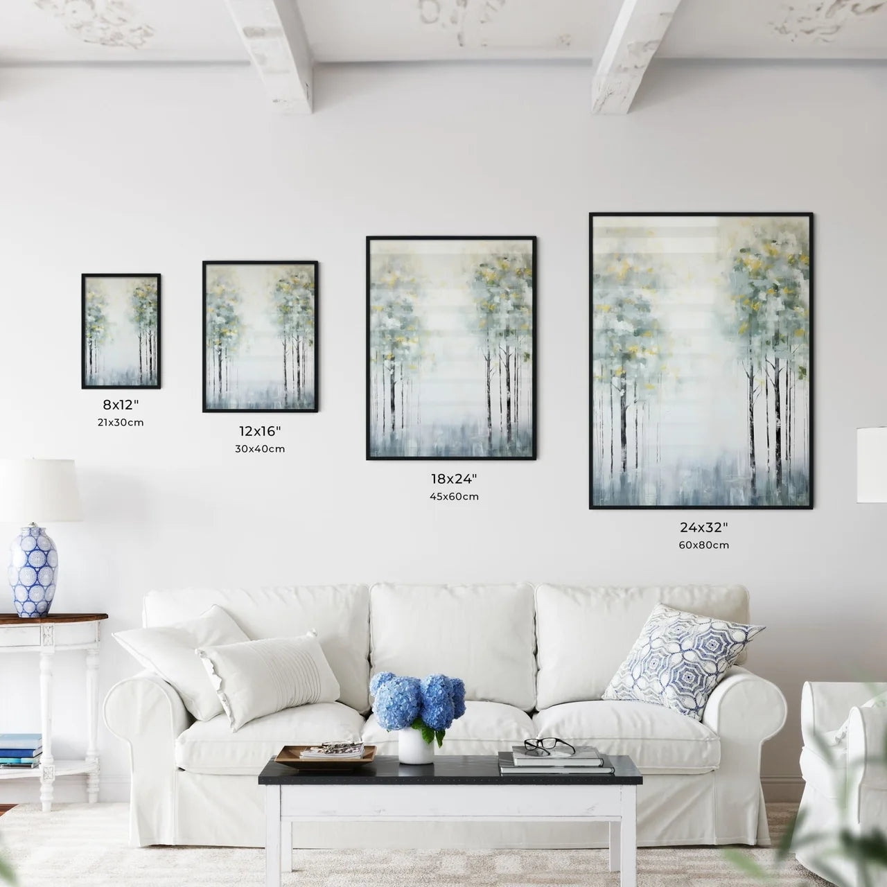 A Poster of painted forest of trees in white - Kitchen Hangings