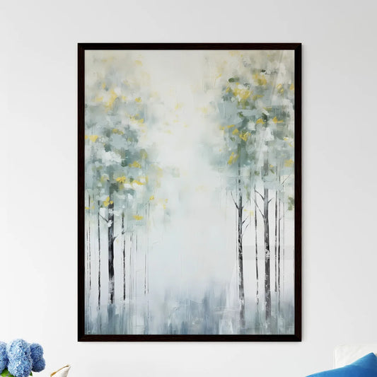 A Poster of painted forest of trees in white - Framed Art Print