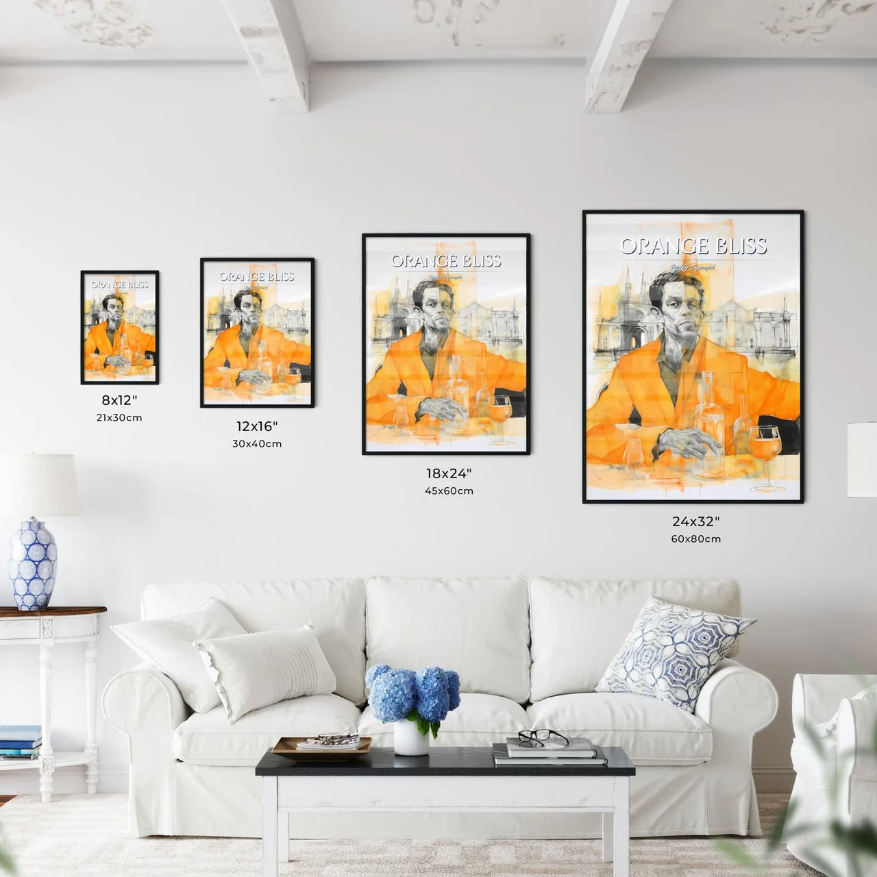 A Poster of orange juice - A Man Sitting At  - Kitchen Hangings