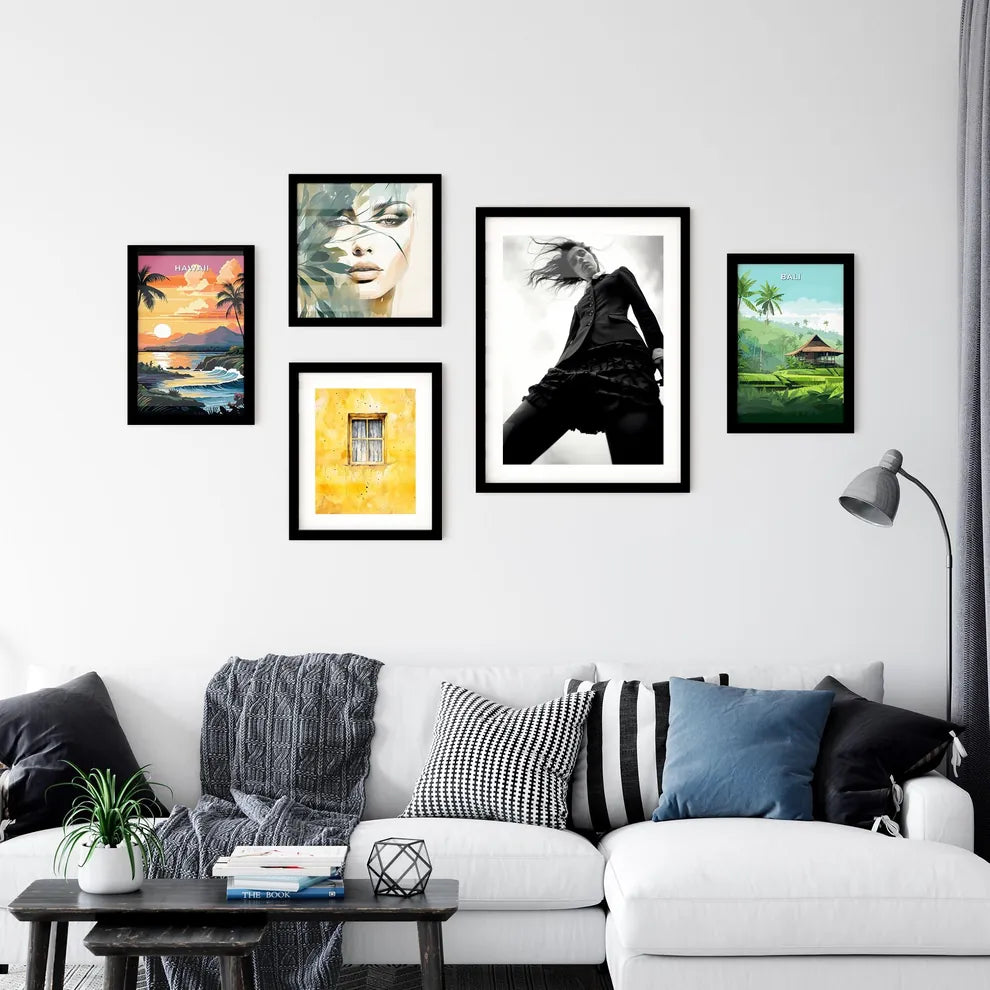 A Poster of girl model shooting low angle sh Wall Art