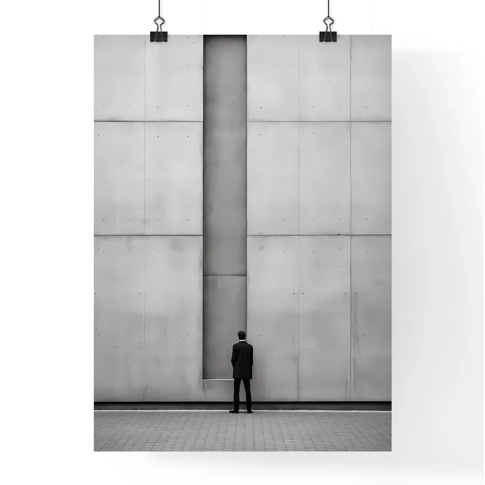 A Poster of diminished minimalism art - A Man Standing In Front Of A Wall Poster