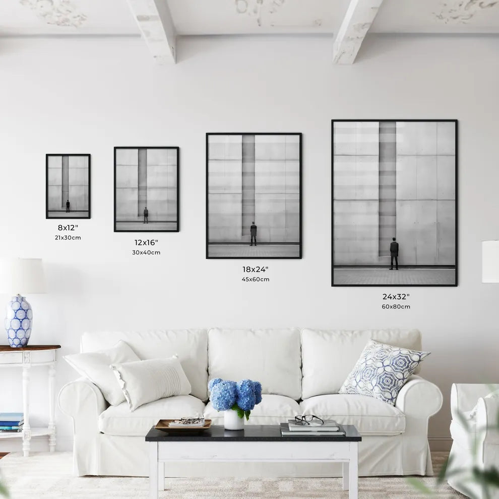 A Poster of diminished minimalism art - A Man Standing In Front Of A Wall Size Chart