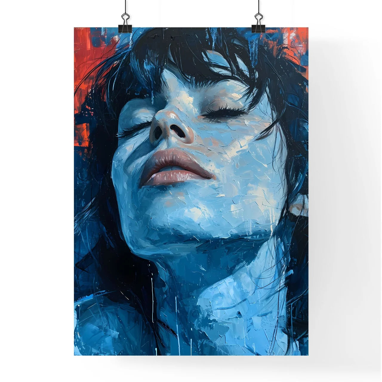 A Poster of painted portrait of woman in bed Poster