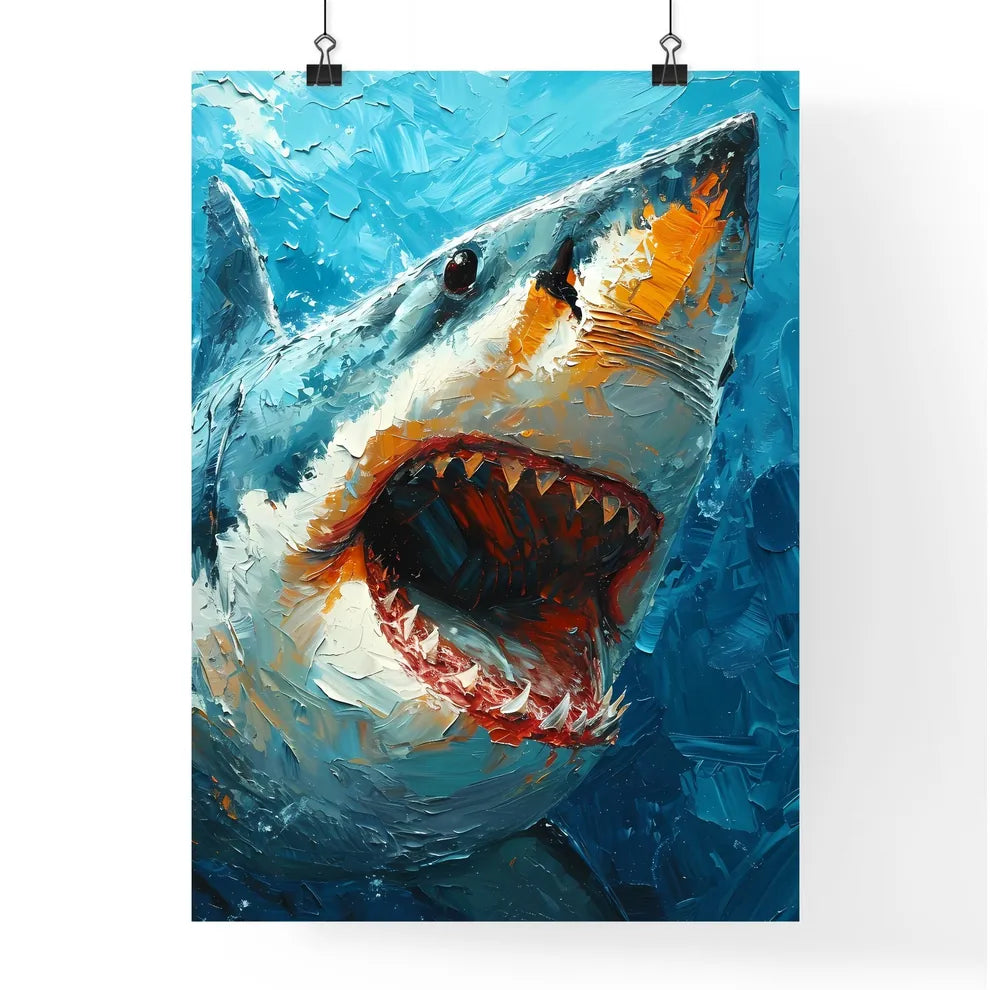A Poster of The Shark Portrait with colorful Background  Poster
