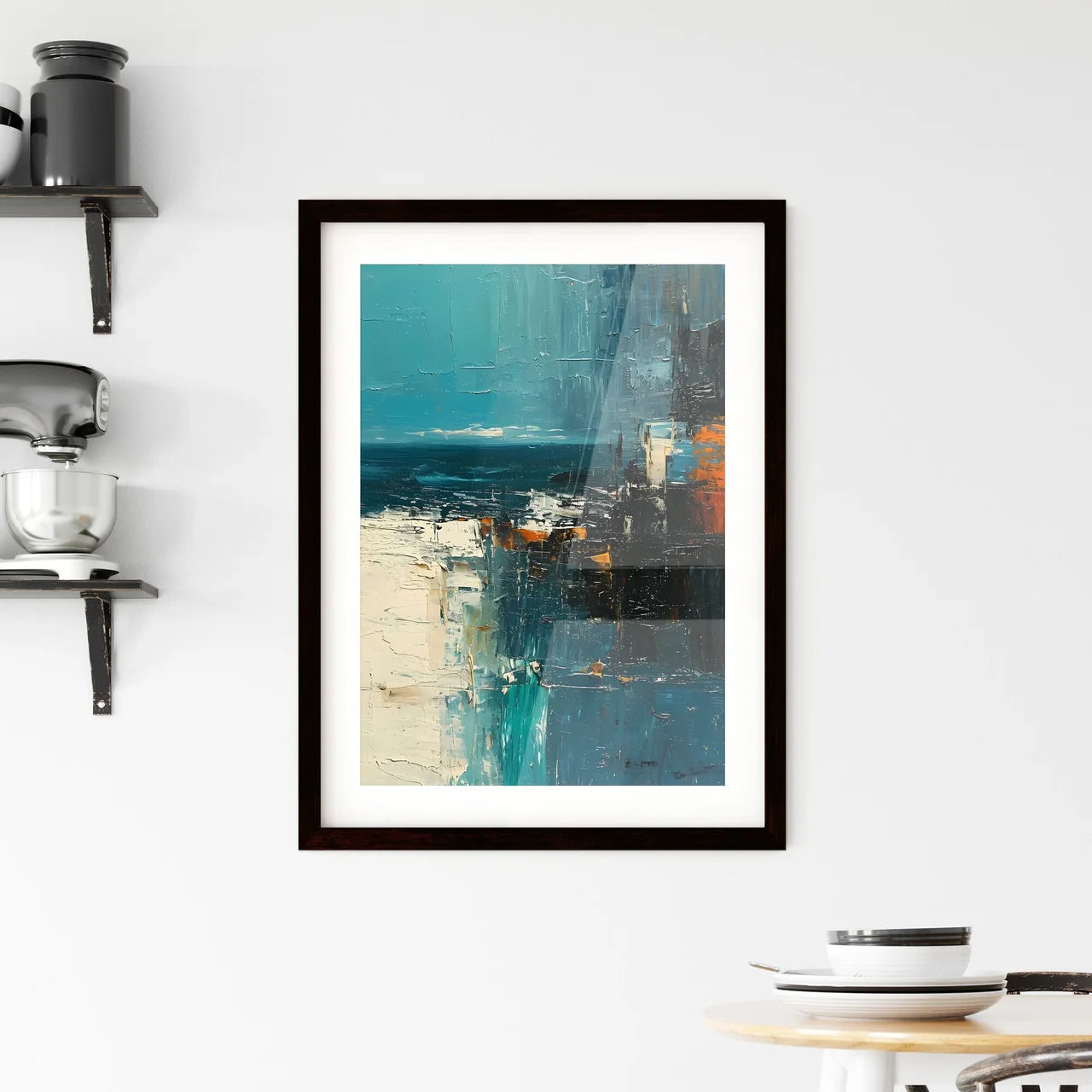 A Poster of Boho Green Minimalist poster pai Framed Print